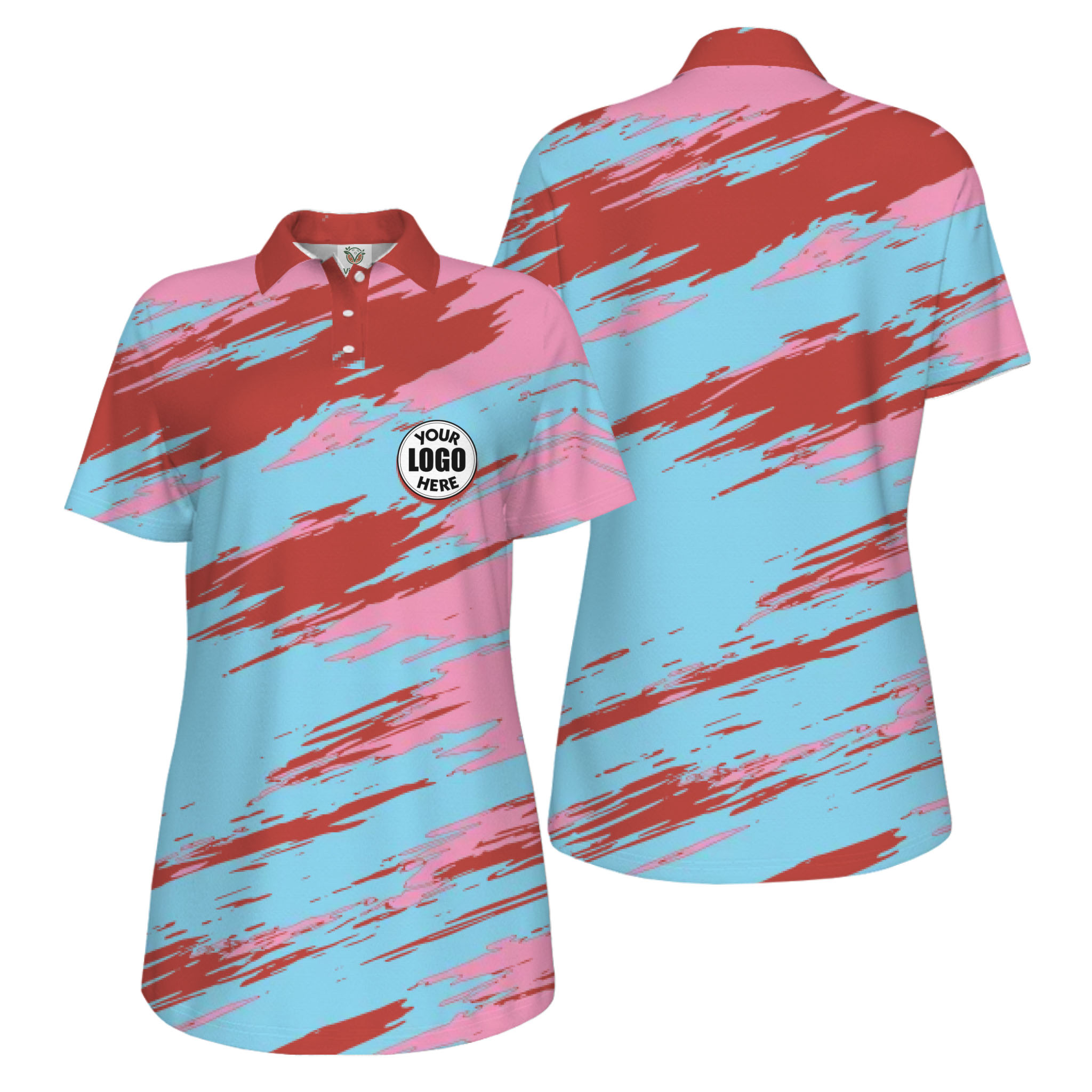 Picklewin Modern Brush Pattern Custom Logo Women Pickleball Polo Shirt 6