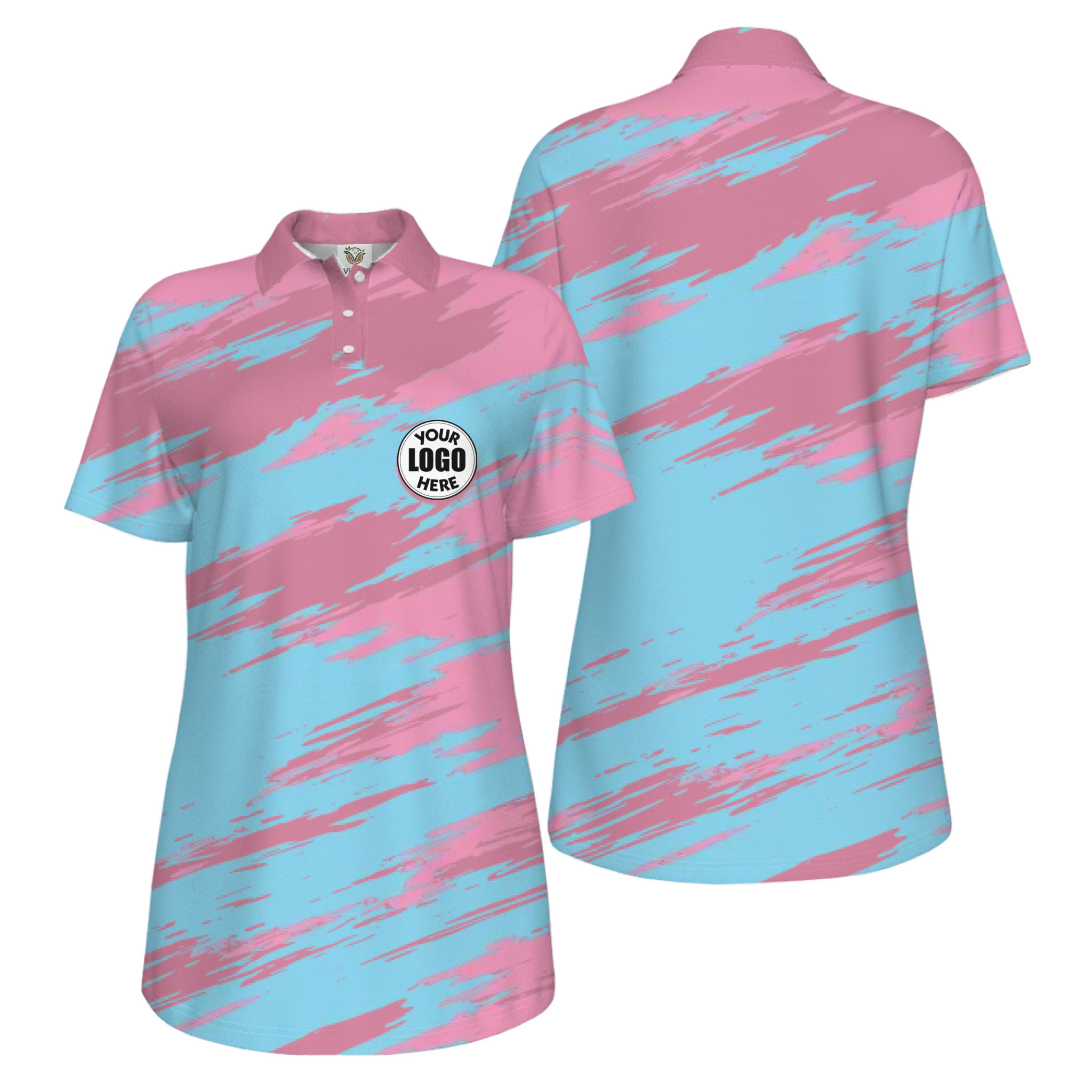 Picklewin Modern Brush Pattern Custom Logo Women Pickleball Polo Shirt 2