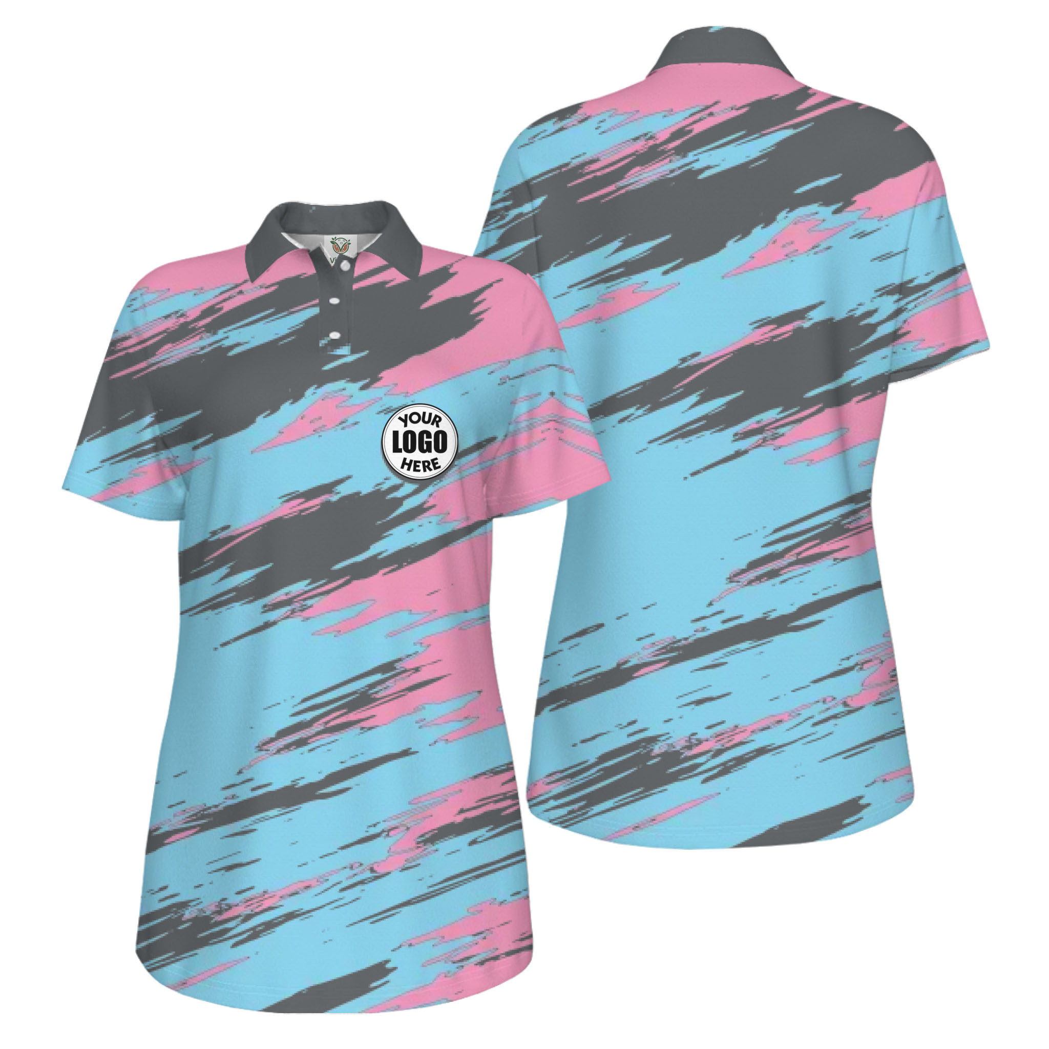 Picklewin Modern Brush Pattern Custom Logo Women Pickleball Polo Shirt 7