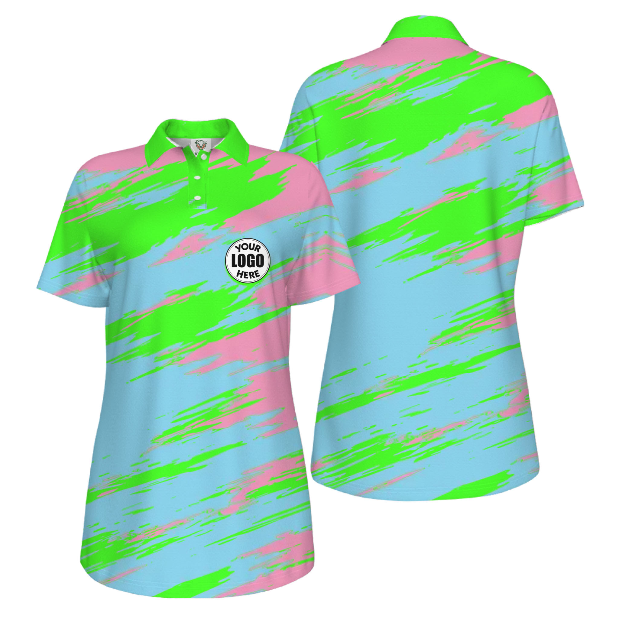 Picklewin Modern Brush Pattern Custom Logo Women Pickleball Polo Shirt 8