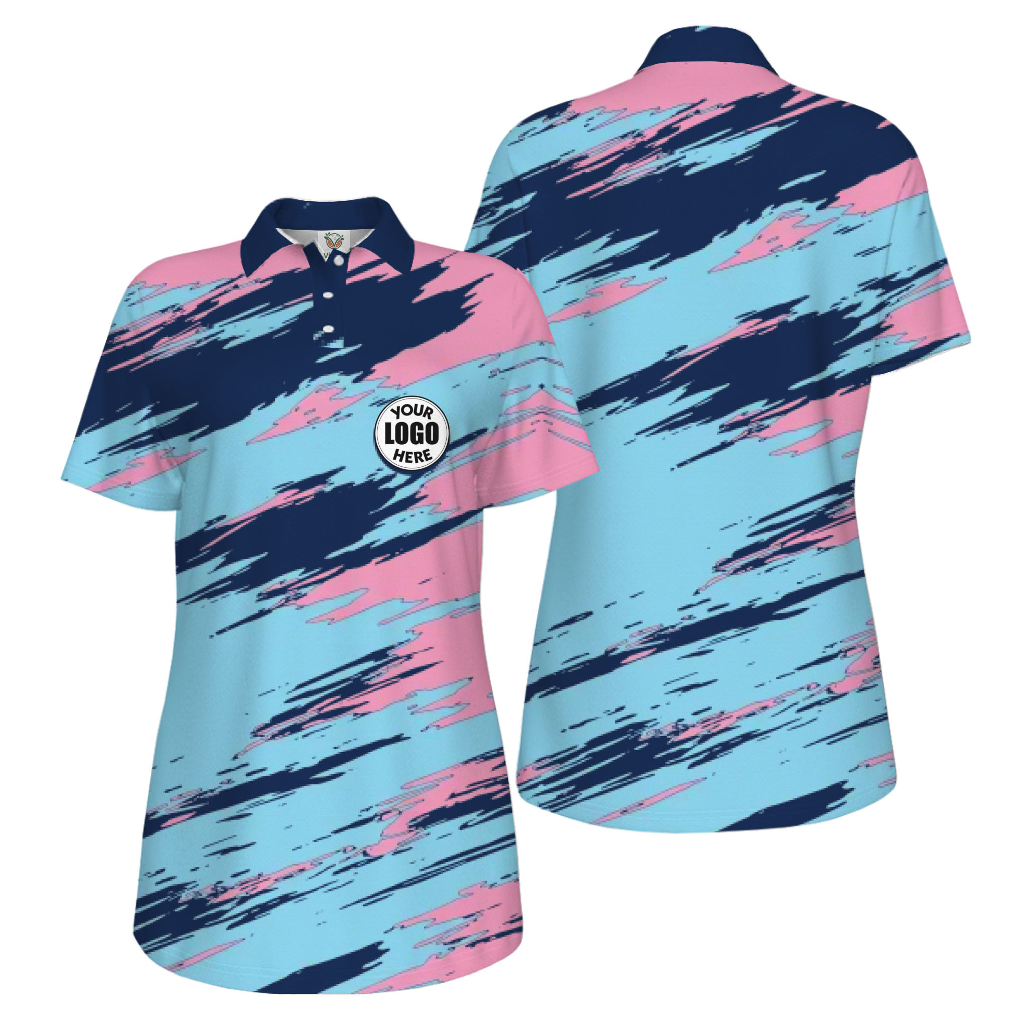 Picklewin Modern Brush Pattern Custom Logo Women Pickleball Polo Shirt 9