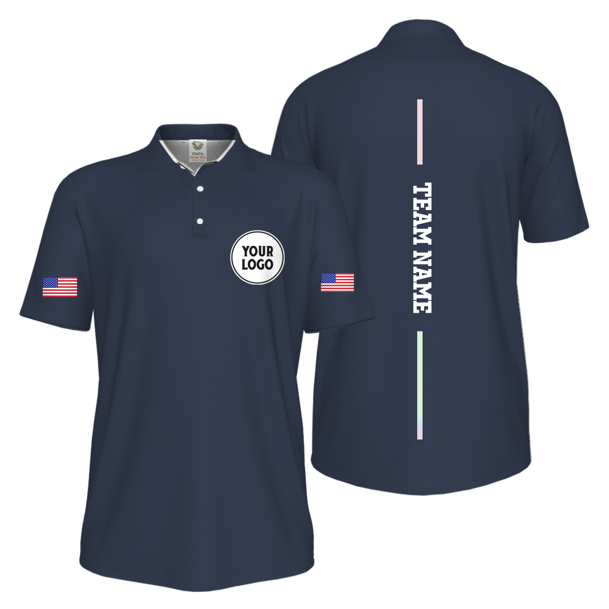 Picklewin Patriotic Custom Logo And Vertical Name UV Protection Men Pickleball Polo Shirt Picklewin Patriotic Custom Logo And Vertical Name UV Protection Men Pickleball Polo Shirt 9