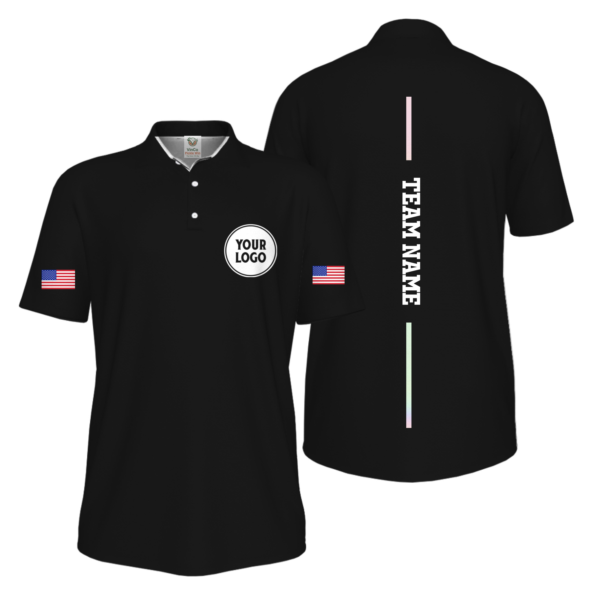 Picklewin Patriotic Custom Logo And Vertical Name UV Protection Men Pickleball Polo Shirt Picklewin Patriotic Custom Logo And Vertical Name UV Protection Men Pickleball Polo Shirt 14