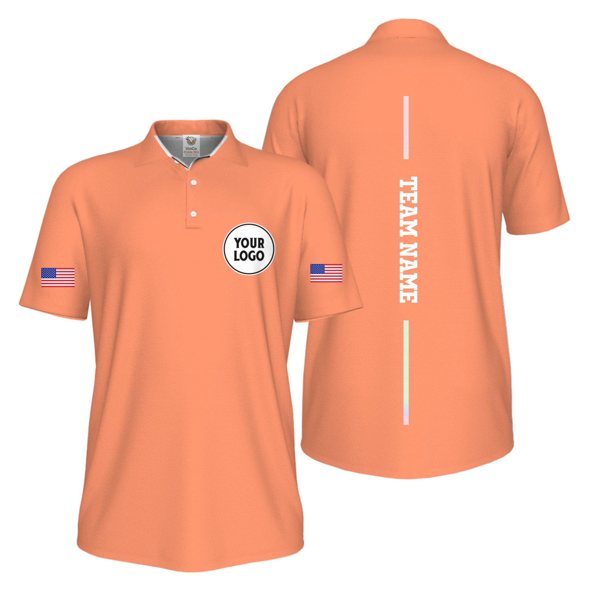 Picklewin Patriotic Custom Logo And Vertical Name UV Protection Men Pickleball Polo Shirt Picklewin Patriotic Custom Logo And Vertical Name UV Protection Men Pickleball Polo Shirt 15