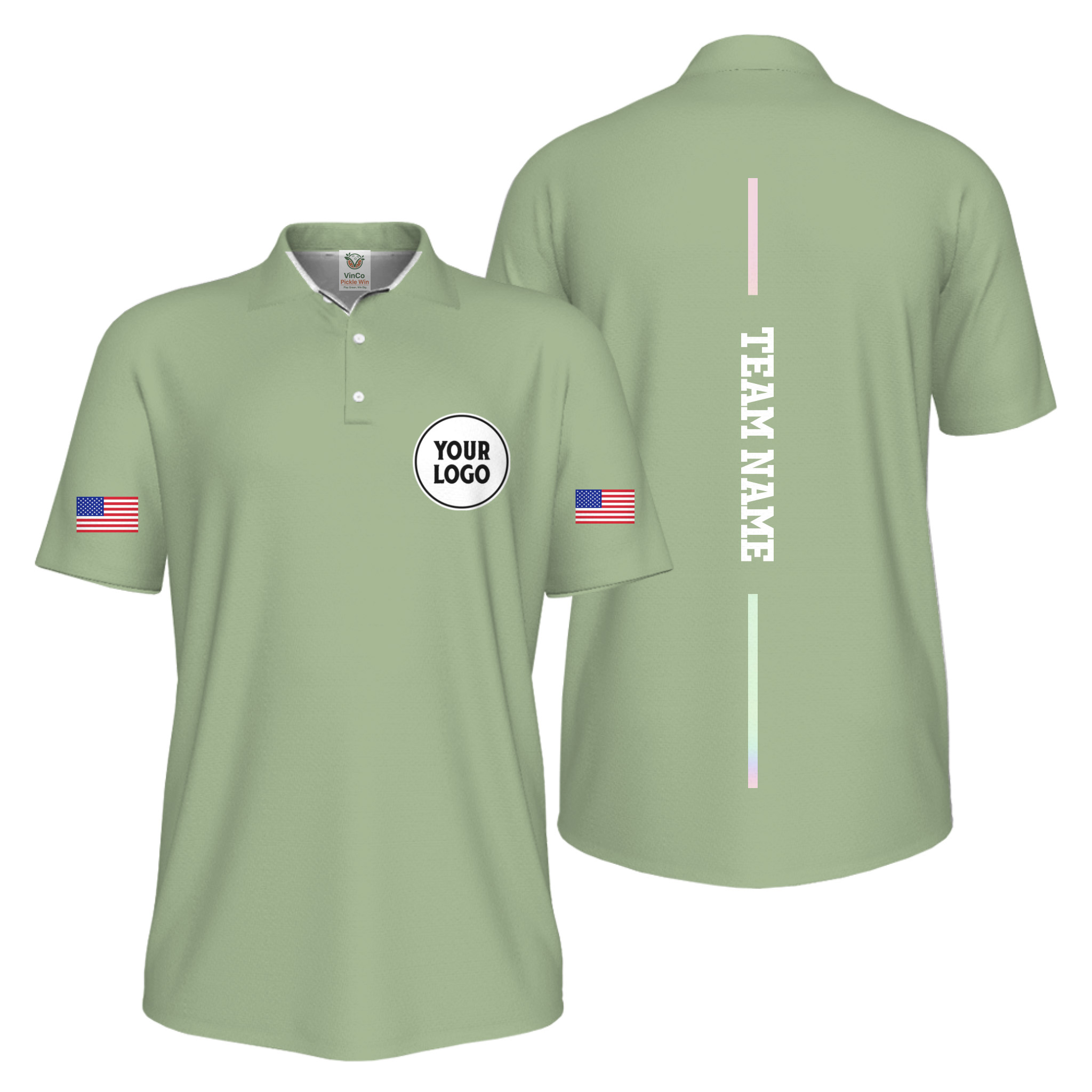 Picklewin Patriotic Custom Logo And Vertical Name UV Protection Men Pickleball Polo Shirt Picklewin Patriotic Custom Logo And Vertical Name UV Protection Men Pickleball Polo Shirt 3