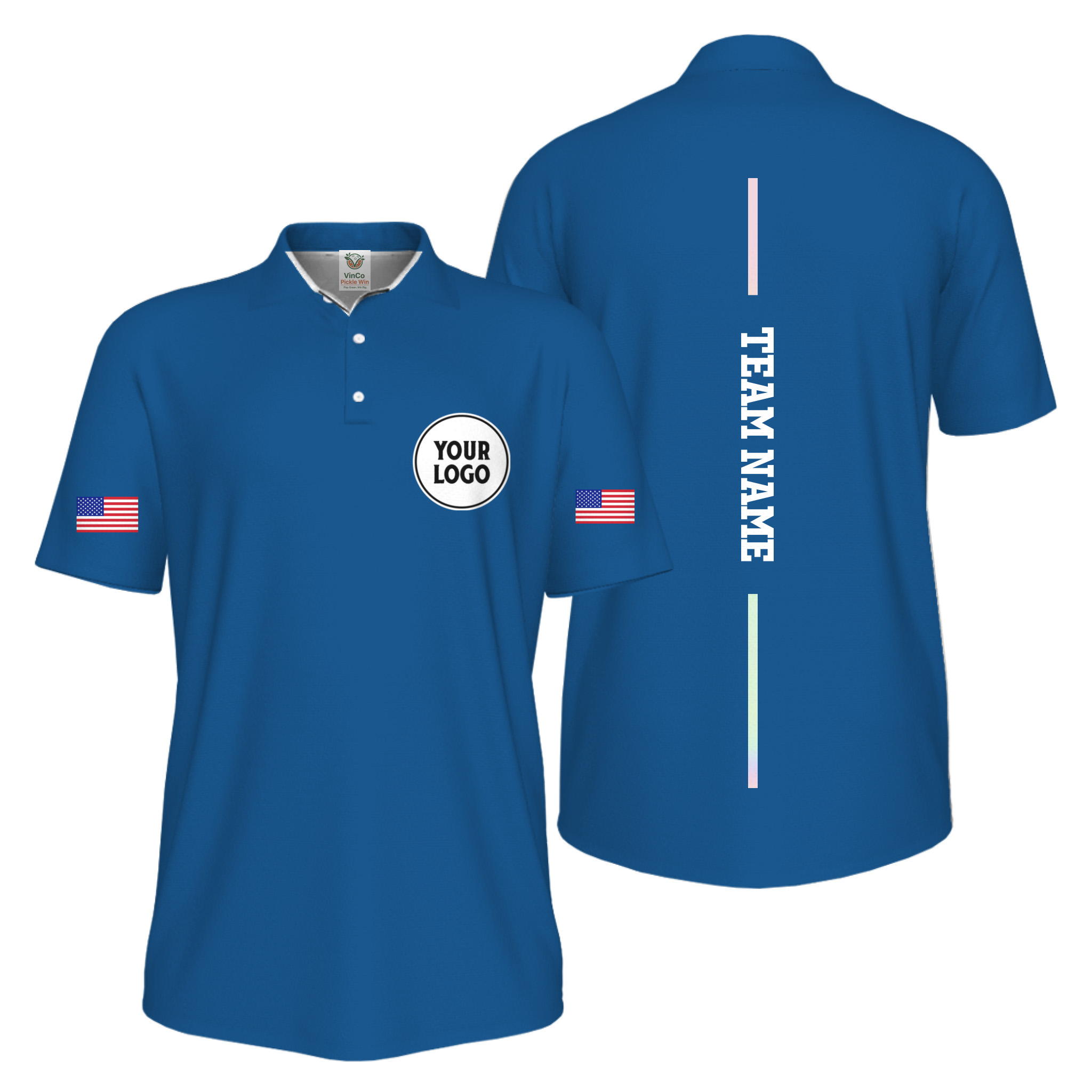 Picklewin Patriotic Custom Logo And Vertical Name UV Protection Men Pickleball Polo Shirt Picklewin Patriotic Custom Logo And Vertical Name UV Protection Men Pickleball Polo Shirt 4