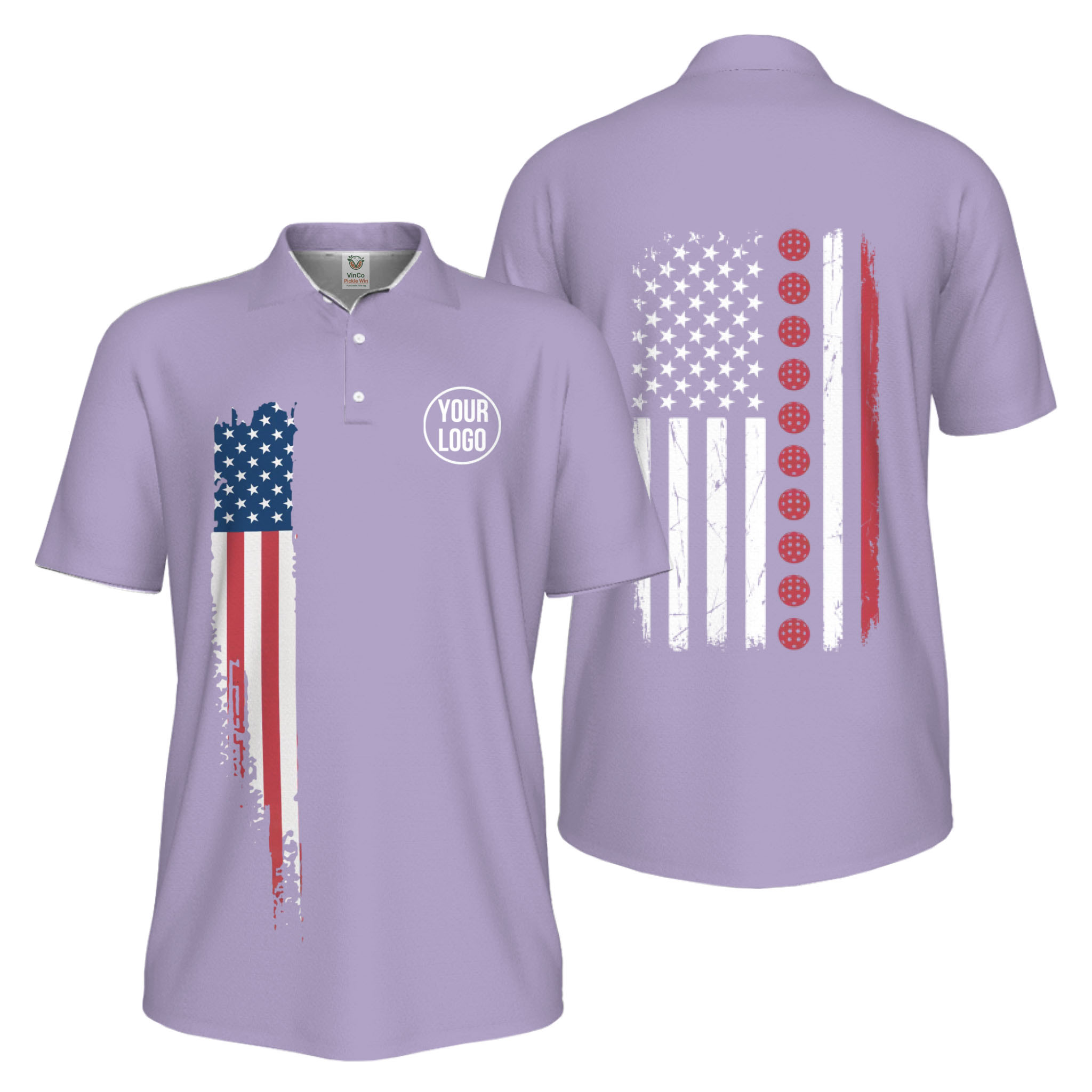 Picklewin Patriotic Custom Pickleball American Flag UV Protection Men Polo Shirts 11