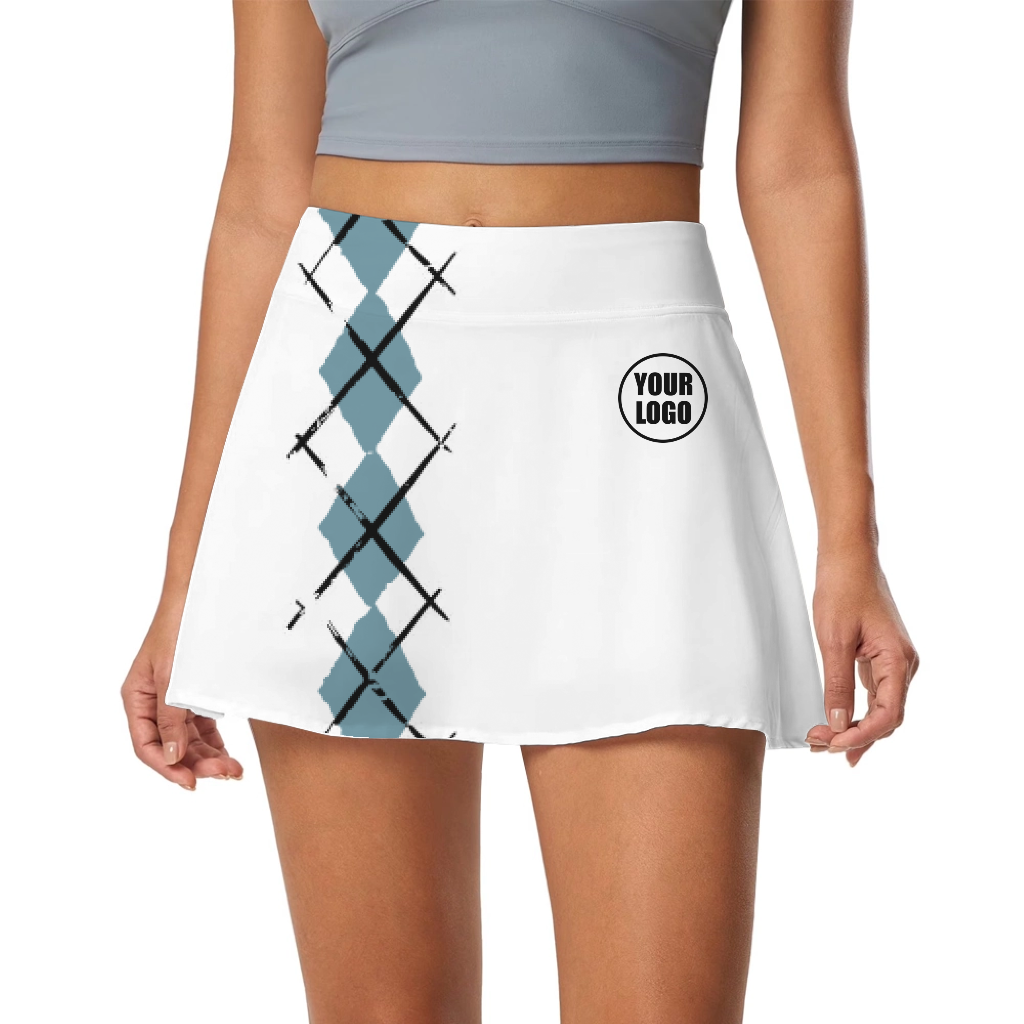 Picklewin Simple Argyle Women's Custom Skort 2