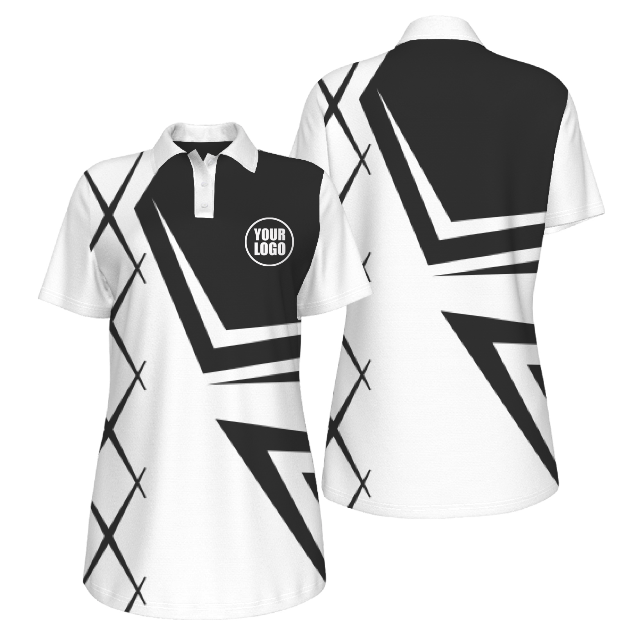 Picklewin UV Protection Polo For Women With Creative Diamond Patterns 16