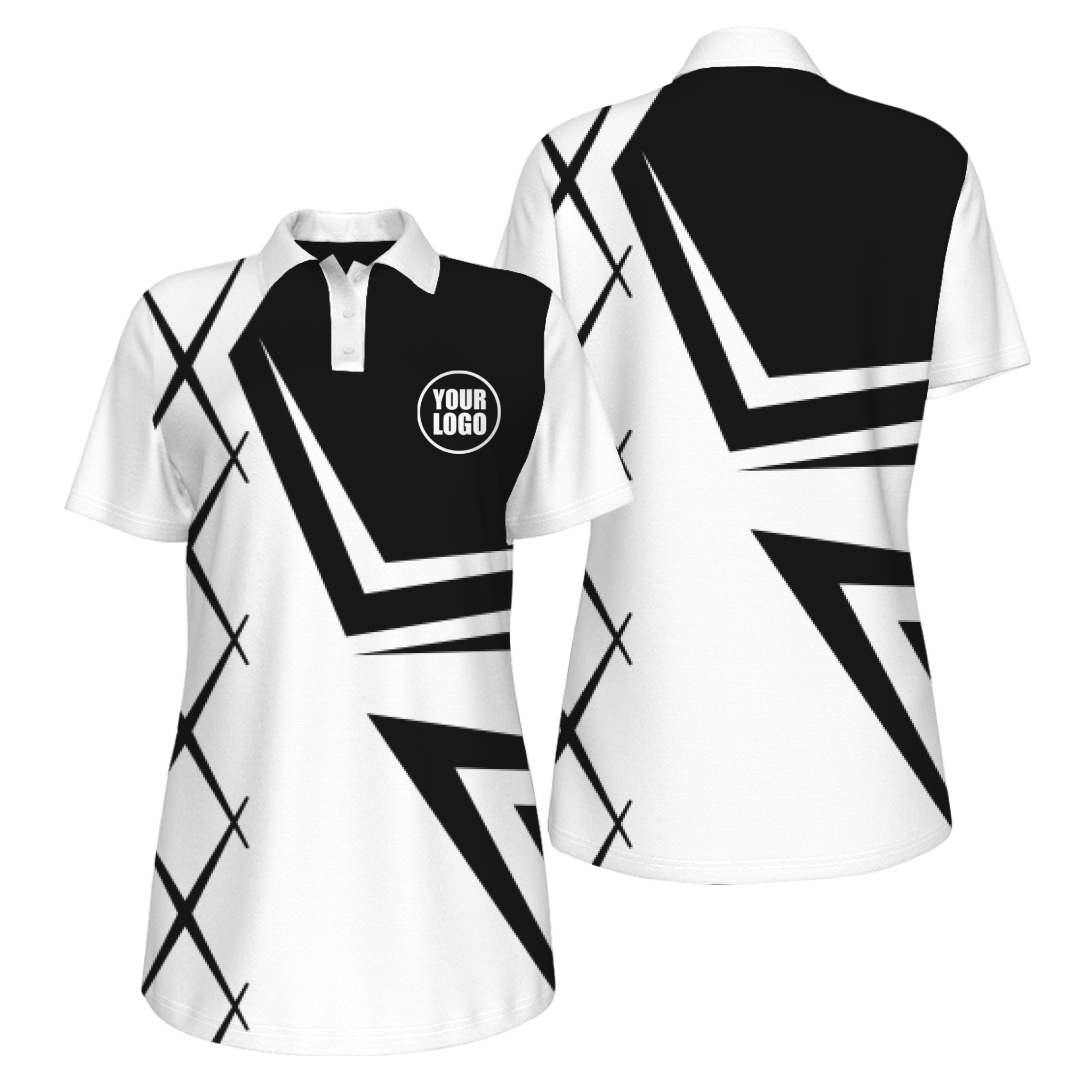 Picklewin UV Protection Polo For Women With Creative Diamond Patterns 4