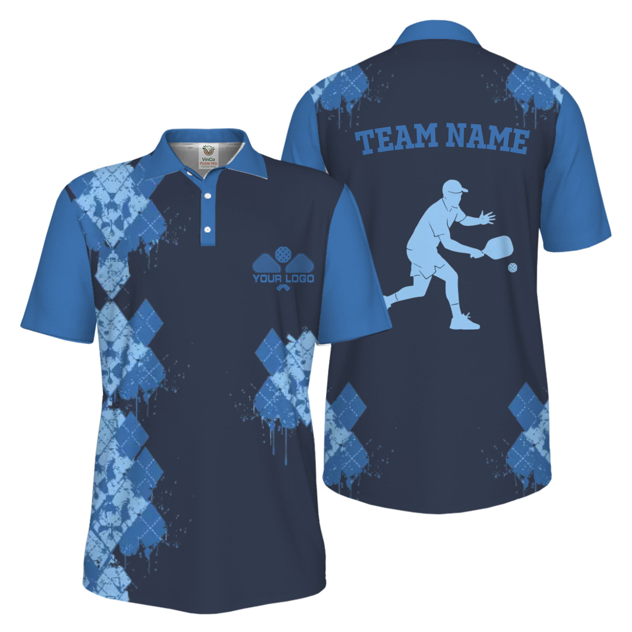 Picklewin Unique Diamond Pickleball UV Protection Polo Shirt For Men 3