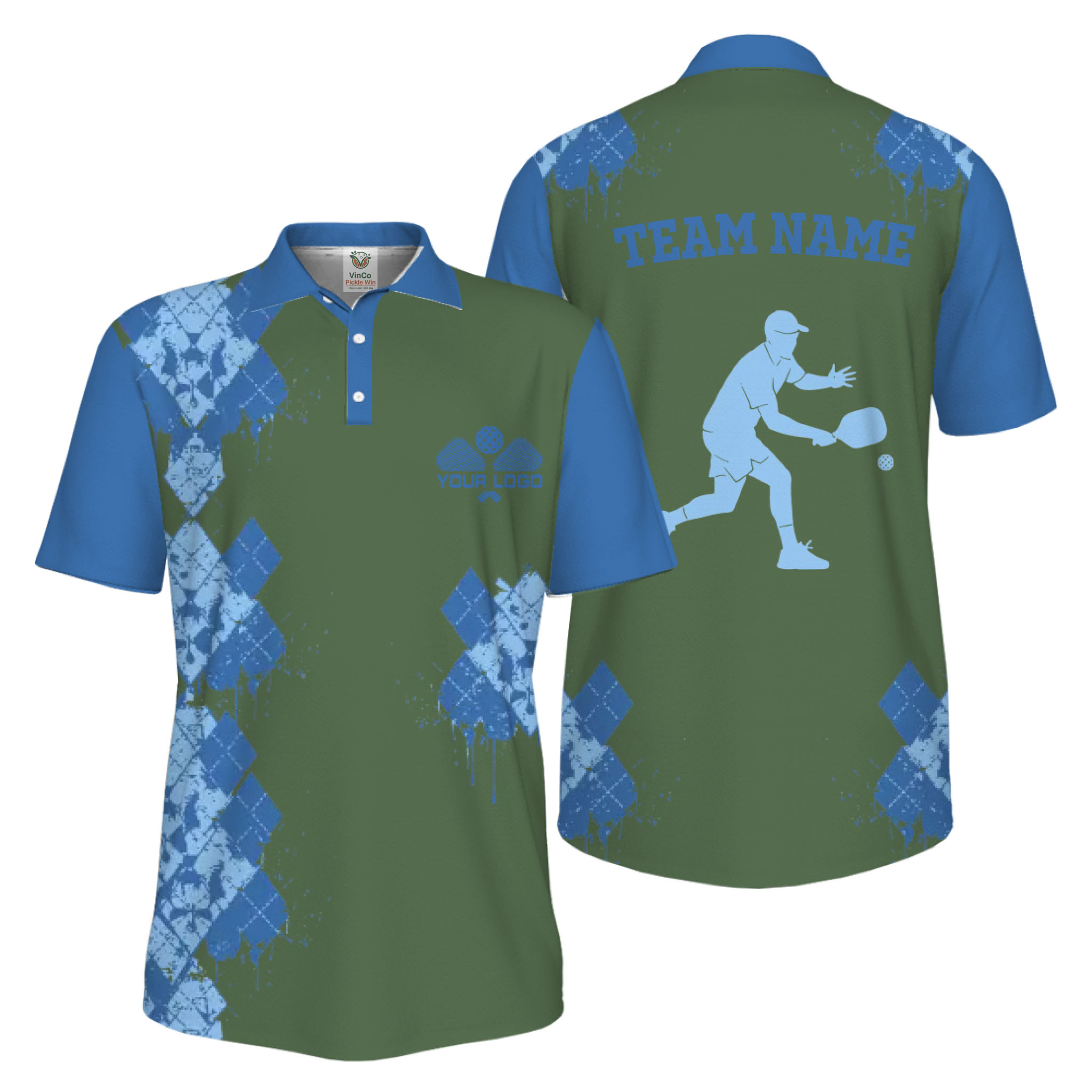 Picklewin Unique Diamond Pickleball UV Protection Polo Shirt For Men 11