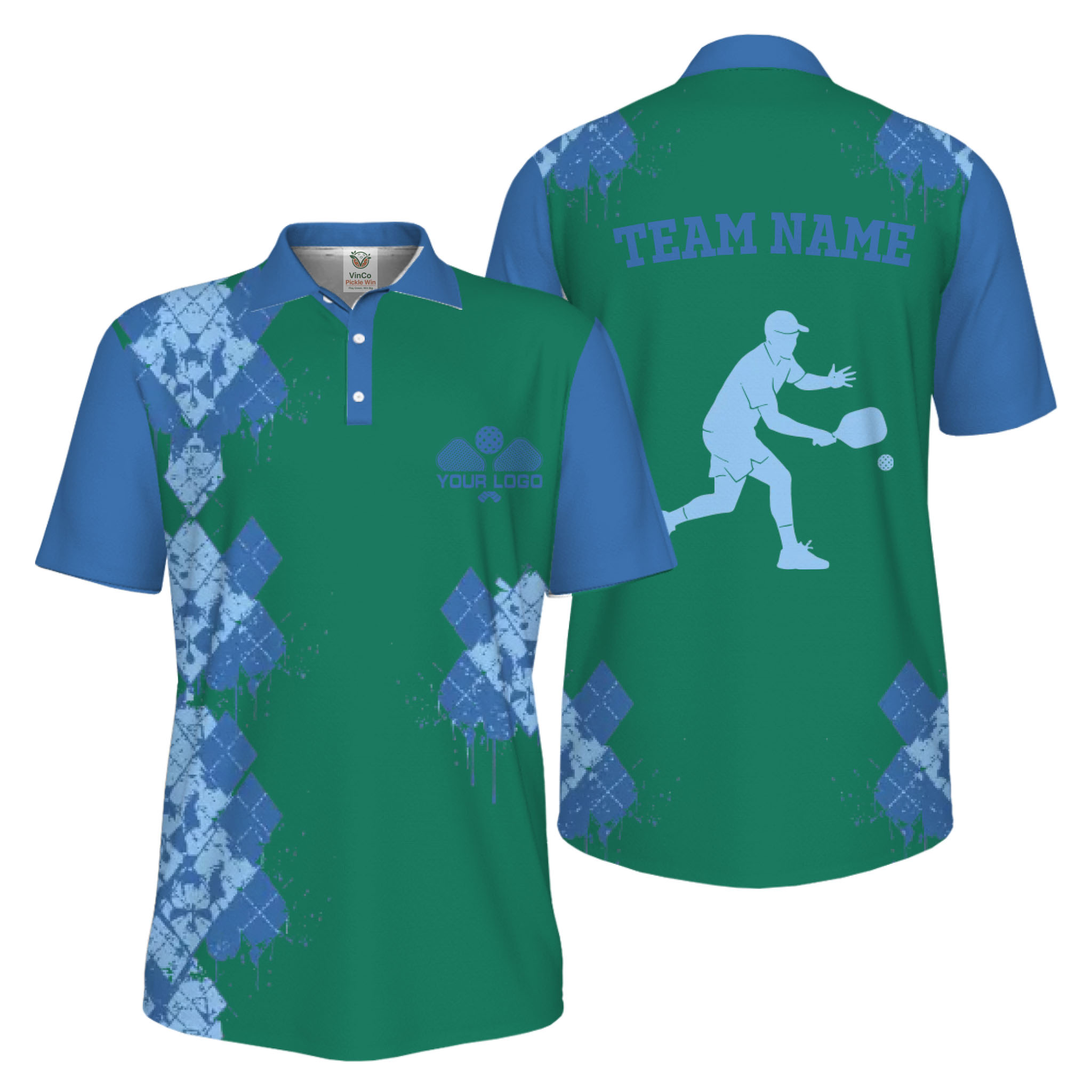 Picklewin Unique Diamond Pickleball UV Protection Polo Shirt For Men 12