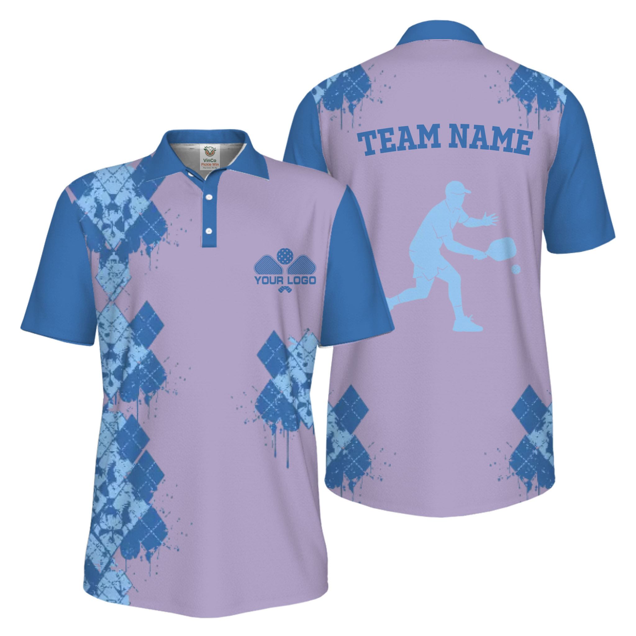Picklewin Unique Diamond Pickleball UV Protection Polo Shirt For Men 13