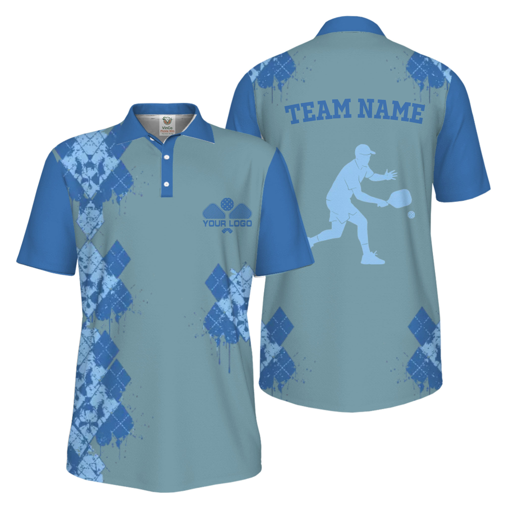 Picklewin Unique Diamond Pickleball UV Protection Polo Shirt For Men 2