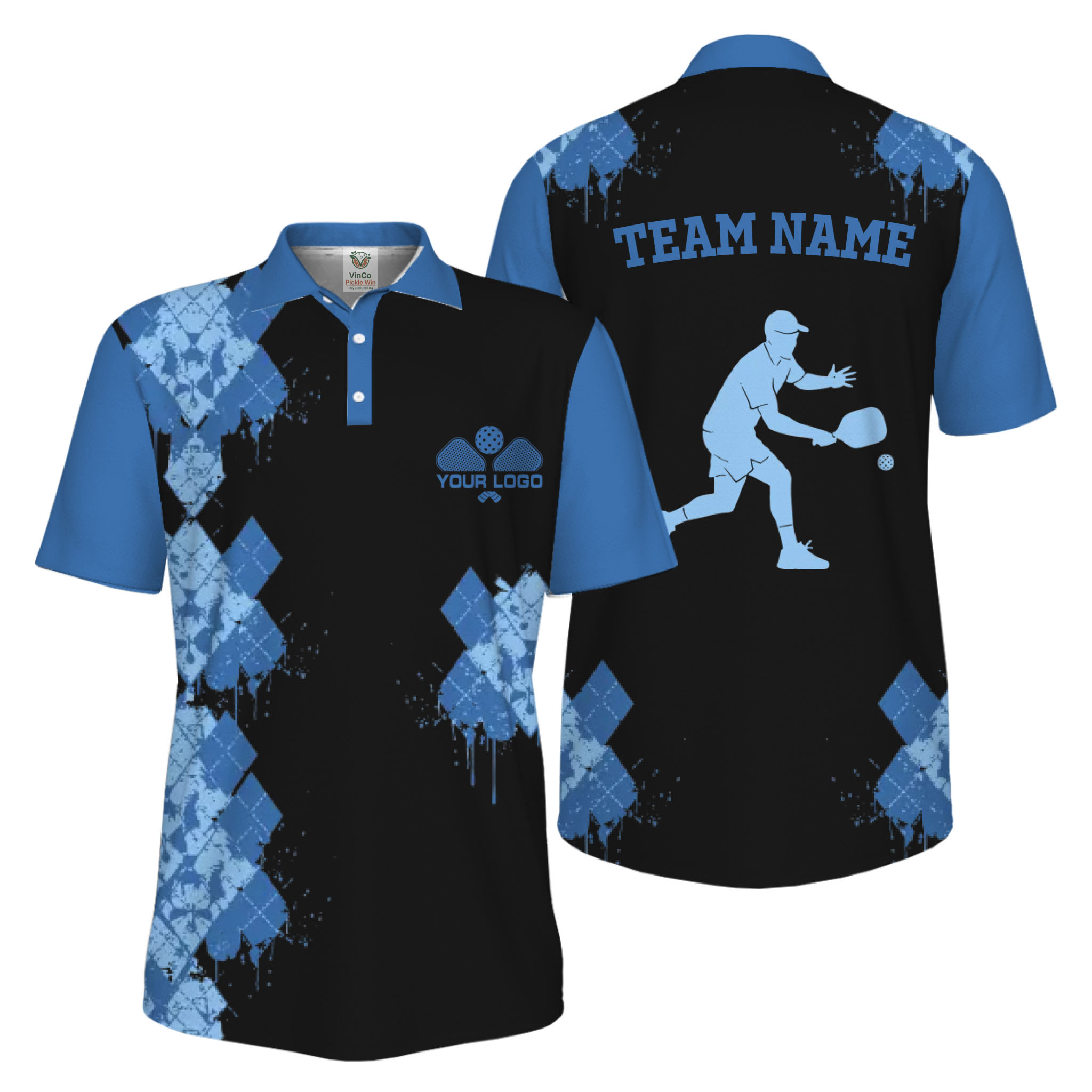 Picklewin Unique Diamond Pickleball UV Protection Polo Shirt For Men 4