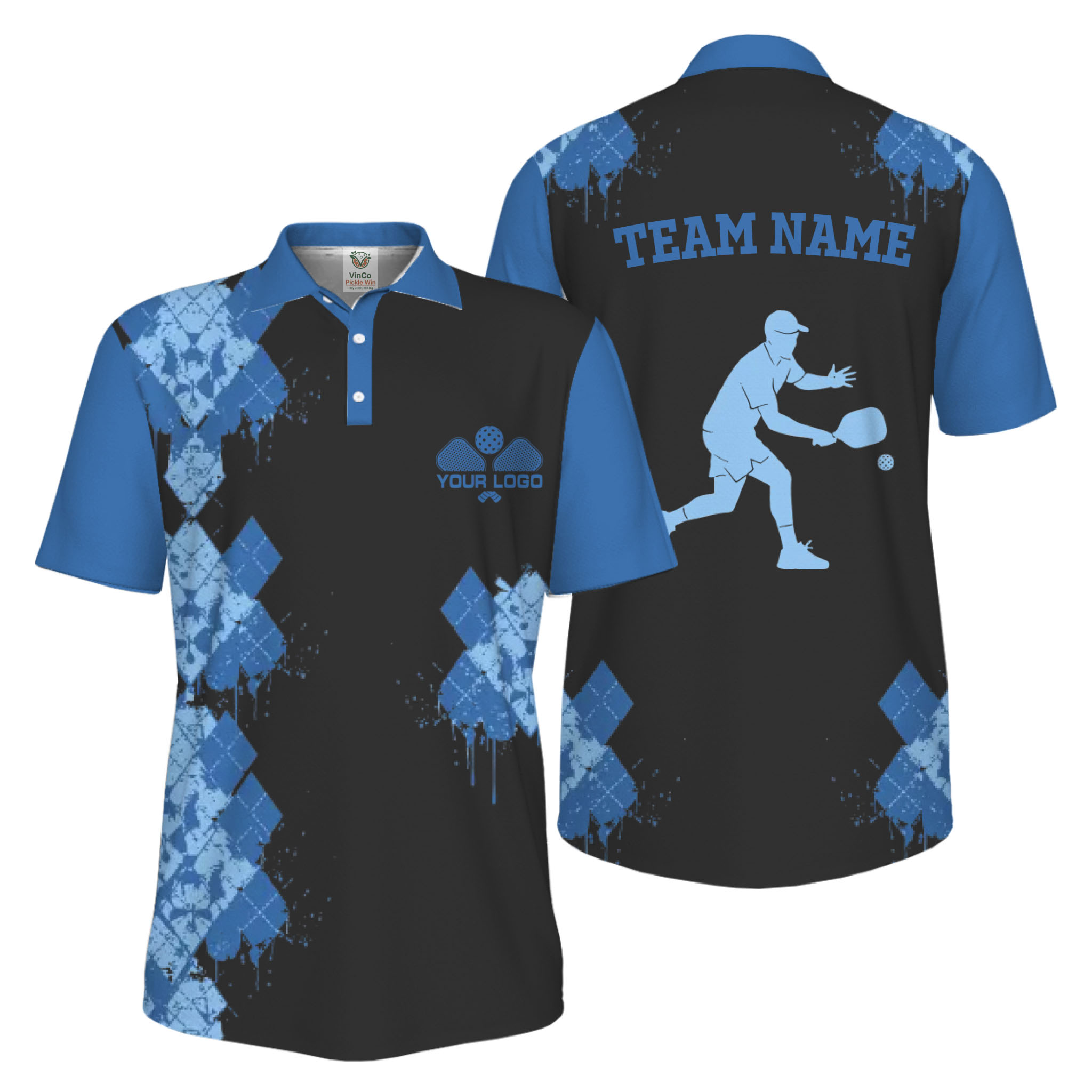 Picklewin Unique Diamond Pickleball UV Protection Polo Shirt For Men 15