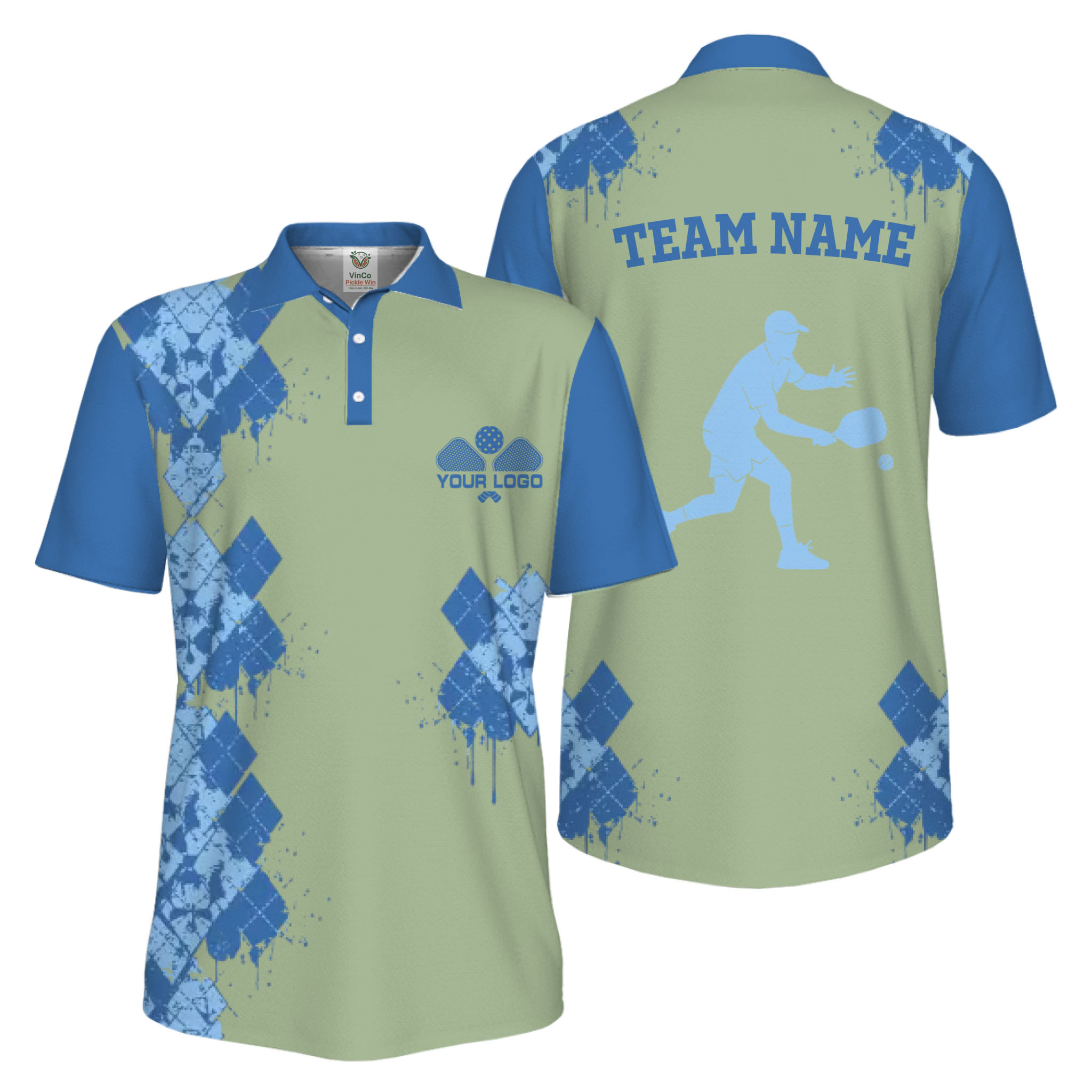 Picklewin Unique Diamond Pickleball UV Protection Polo Shirt For Men 6