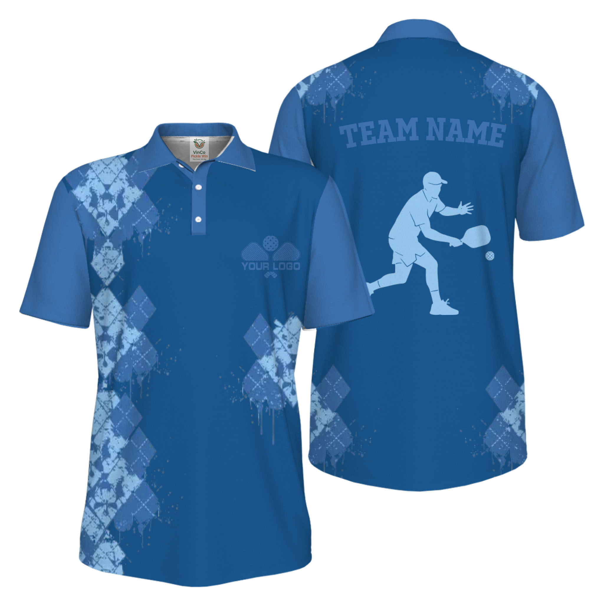 Picklewin Unique Diamond Pickleball UV Protection Polo Shirt For Men 7