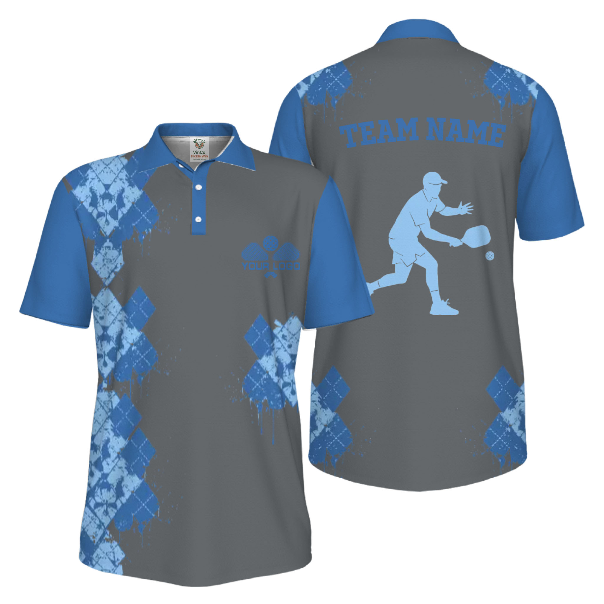 Picklewin Unique Diamond Pickleball UV Protection Polo Shirt For Men 5