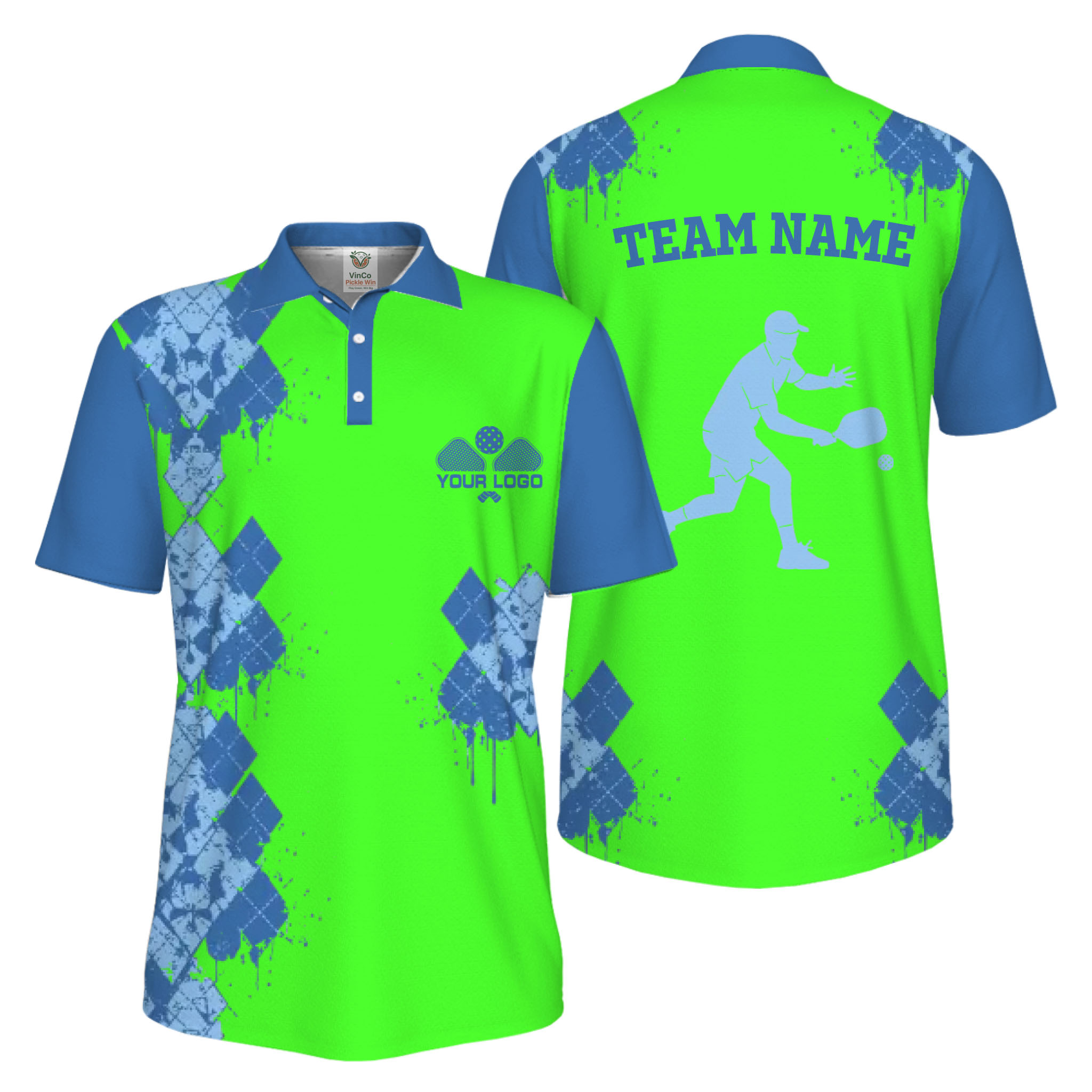 Picklewin Unique Diamond Pickleball UV Protection Polo Shirt For Men 9