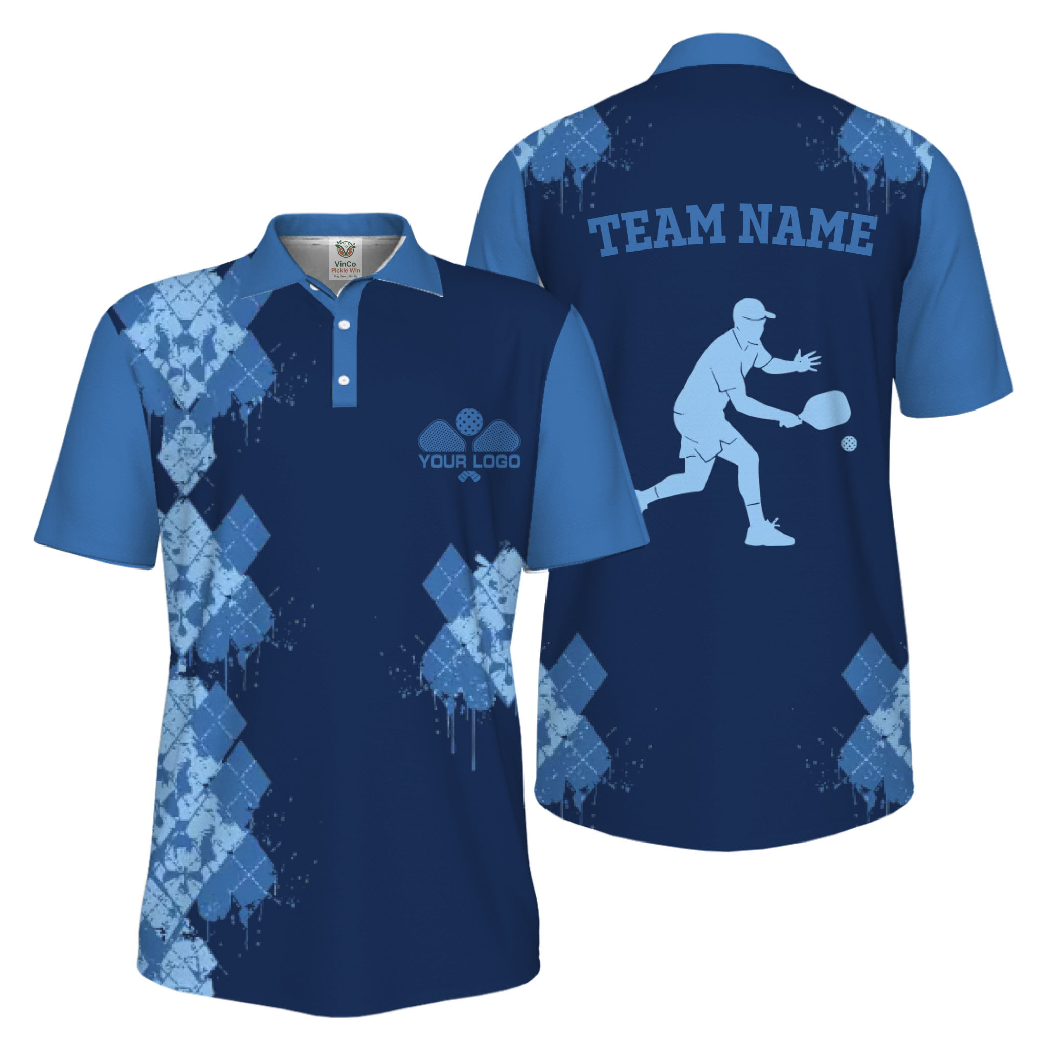 Picklewin Unique Diamond Pickleball UV Protection Polo Shirt For Men 10